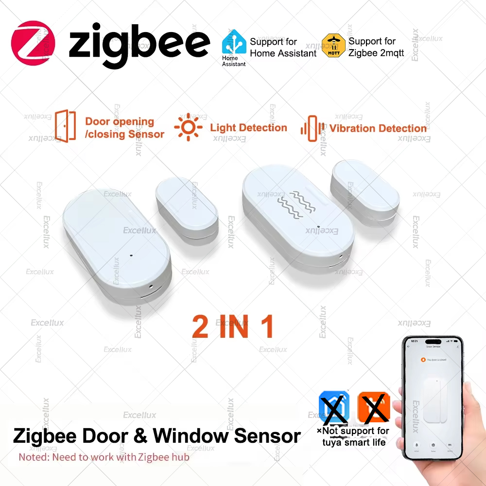Smart Home Zigbee 3.0 - Zigbee 3.0 เซ็นเซอร์ประตูหน้าต่างความสว่าง/เซ็นเซอร์การสั่นสะเทือน Smart Home Security