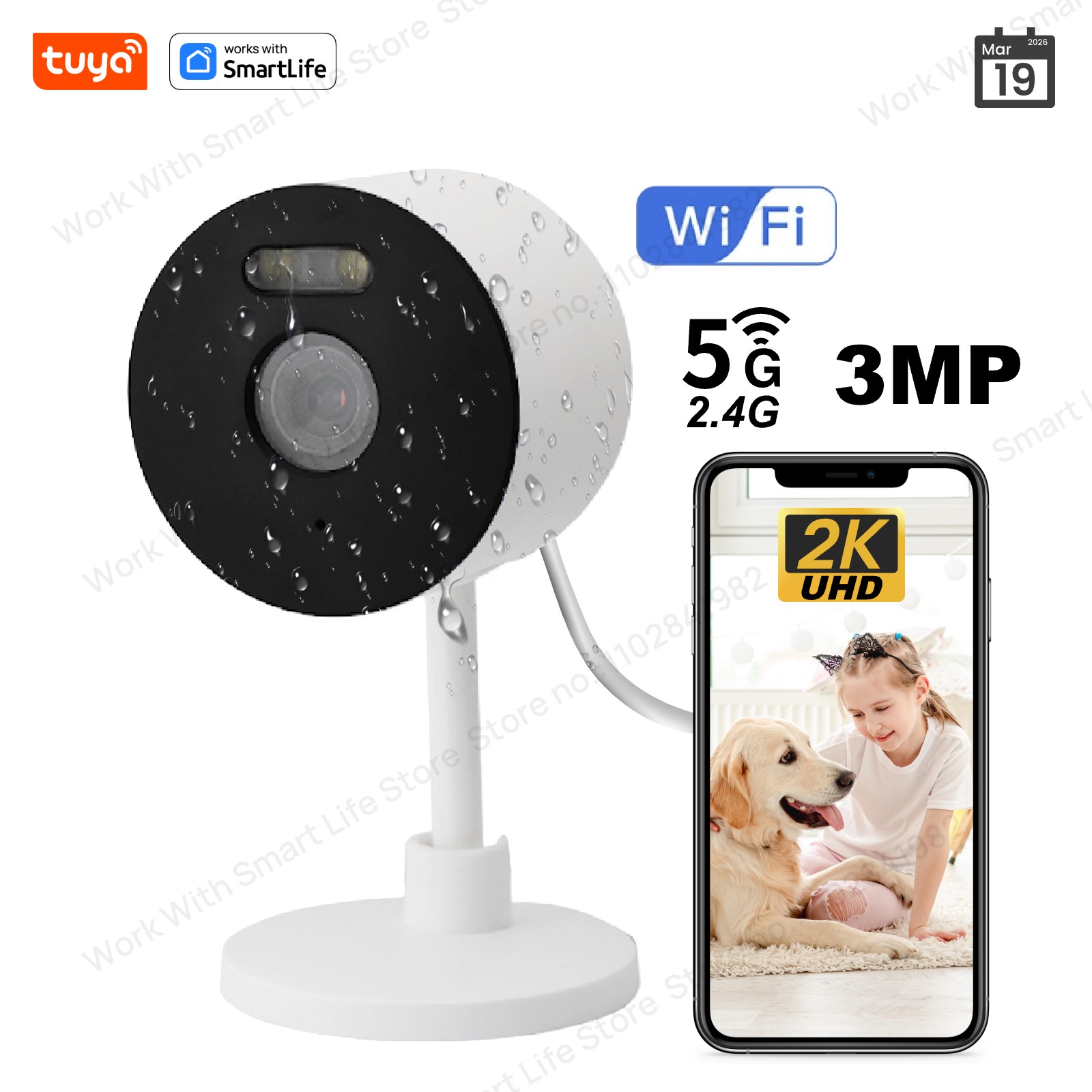 Smart Home Windows App - กล้องรักษาความปลอดภัยอัจฉริยะ 3MP HD Tuya สำหรับใช้ภายใน/ภายนอกบ้าน กล้องสำหรับเด็ก/ผู้สูงอายุ/สัตว์เลี้ยง