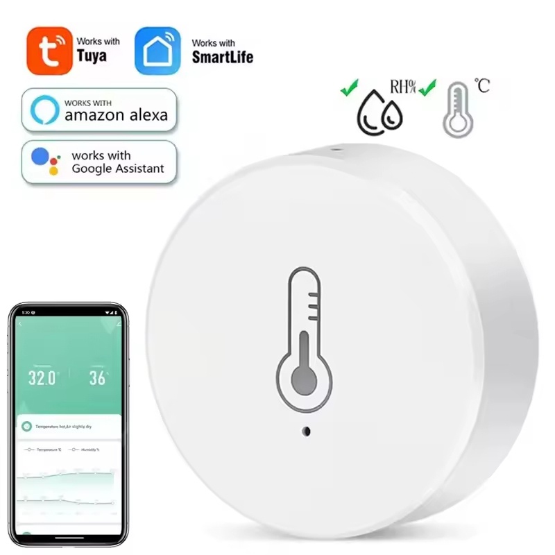 Home Automation Kit - เซ็นเซอร์วัดอุณหภูมิและความชื้น Zigbee ใช้พลังงานจากแบตเตอรี่ เซ็นเซอร์ในอาคาร ระบบอัตโนมัติบ้านอัจฉริยะ รองรับการใช้งานในบ้าน
