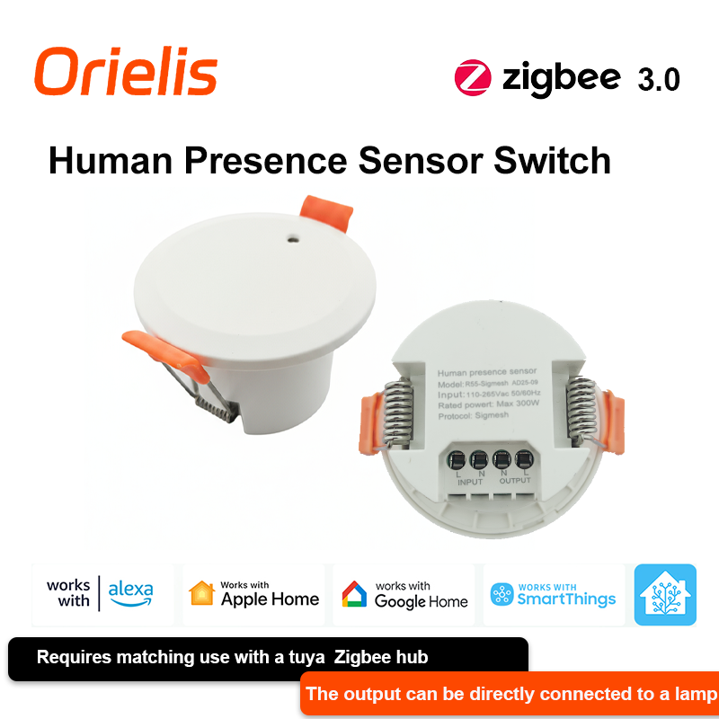 Smart Home Zigbee 3.0 - สวิตช์ไฟเซ็นเซอร์ตรวจจับการเคลื่อนไหวและแสงด้วยเรดาร์ ZIGBEE 3.0 MmWave ตรวจจับความสว่าง 110/220V
