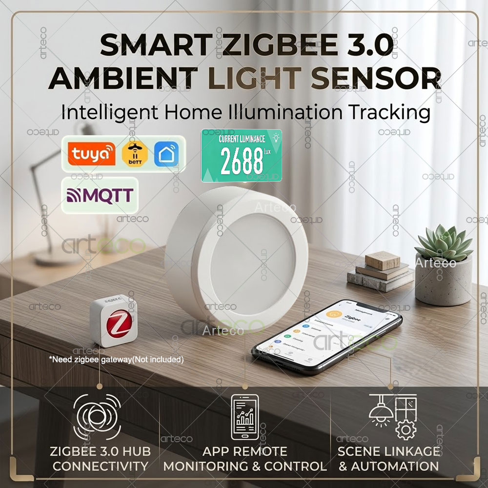 Smart Home Zigbee 3.0 - สมาร์ทซิกบี 3.0 เซ็นเซอร์ตรวจจับแสงโดยรอบ เครื่องตรวจจับความสว่าง ระบบอัตโนมัติภายในบ้าน เซ็นเซอร์วัดความสว่าง