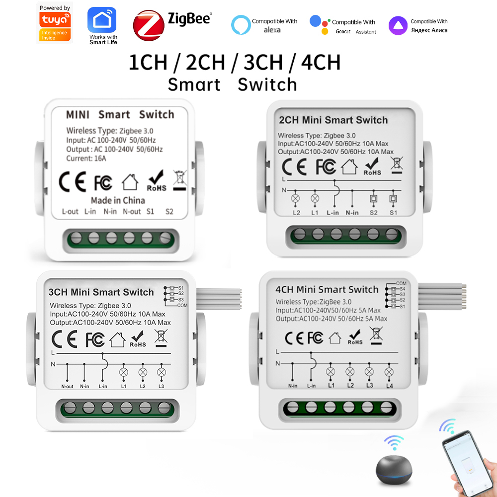 Tuya Smart Switch - สวิตช์อัจฉริยะ Tuya Zigbee 3.0 แบบ 1/2/3/4