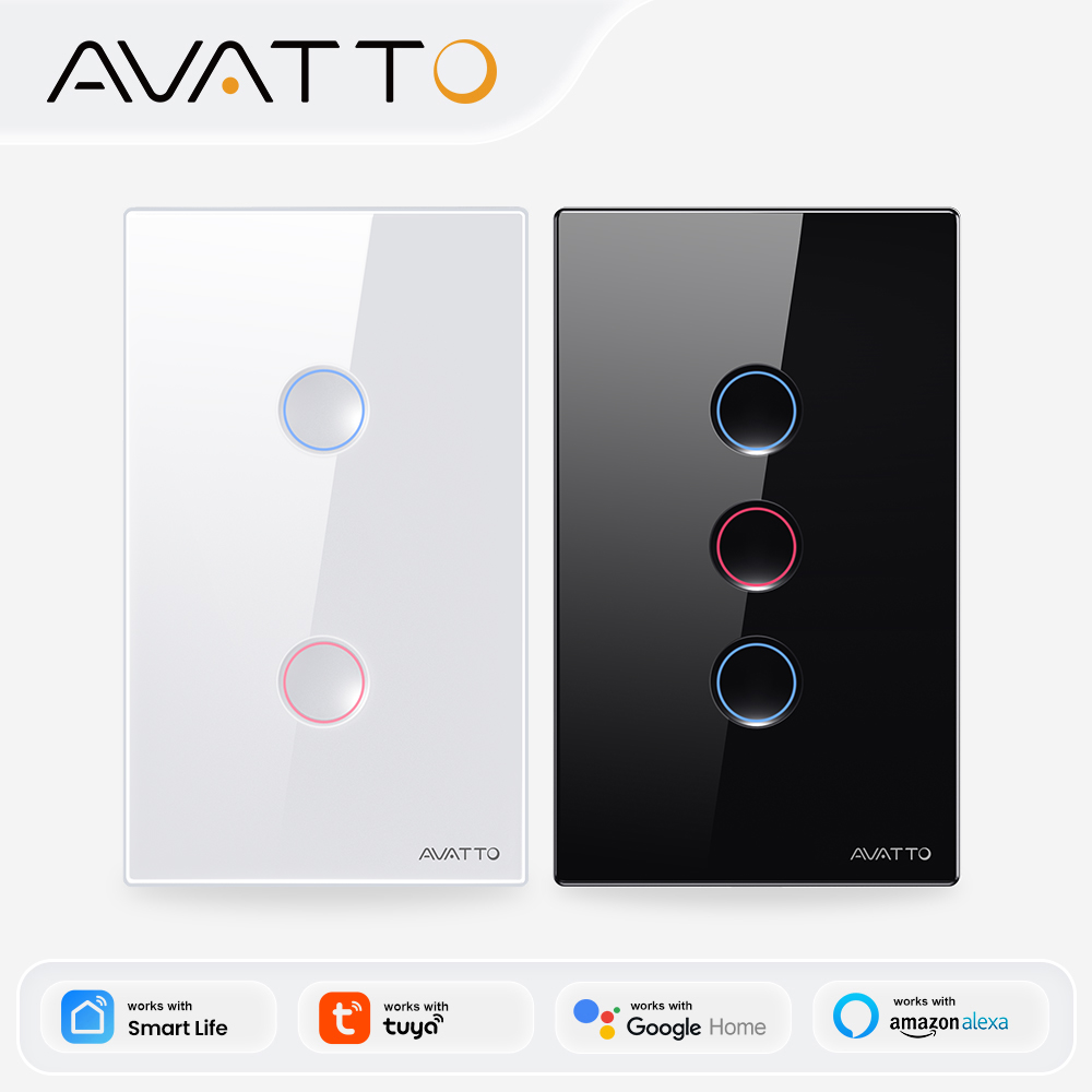 Tuya Smart Switch - AVATTO 1/2/3/4 Gang ZigBee สวิตช์ไฟอัจฉริยะไร้สายแบบติดผนัง สวิตช์แบบสัมผัส