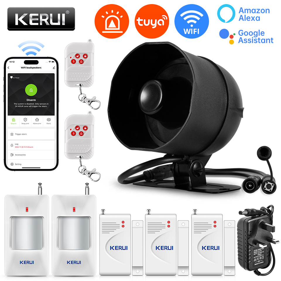 Home Automation Kit - KERUI 120dB ระบบเตือนภัยไซเรน WiFi Tuya สมาร์ทลําโพง