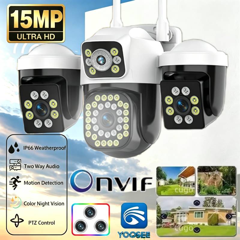 Smart Home Windows App - กล้องวงจรปิดภายนอกอาคาร PTZ ความละเอียด 15MP พร้อมเลนส์สามตัว หน้าจอสามตัว