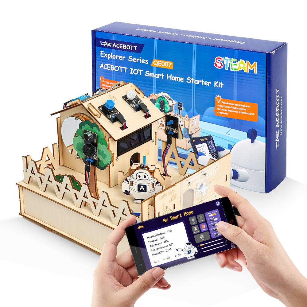 Home Automation Kit - Acebott ชุดสมาร์ทโฮม DIY สำหรับชุด Arduino ชุดหุ่นยนต์สำหรับเริ่มโครงการอัตโนมัติชุดการเรียนรู้บ้านไม้สำหรับ
